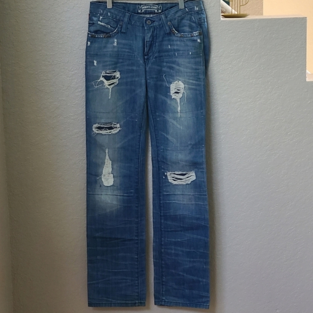 Robin's Jean Boyfriend Destroyed Studded Jeans Size 24